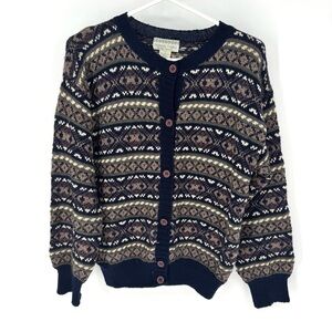 Nomadic Traders vintage 100% wool Multicolor Patterned Cardigan